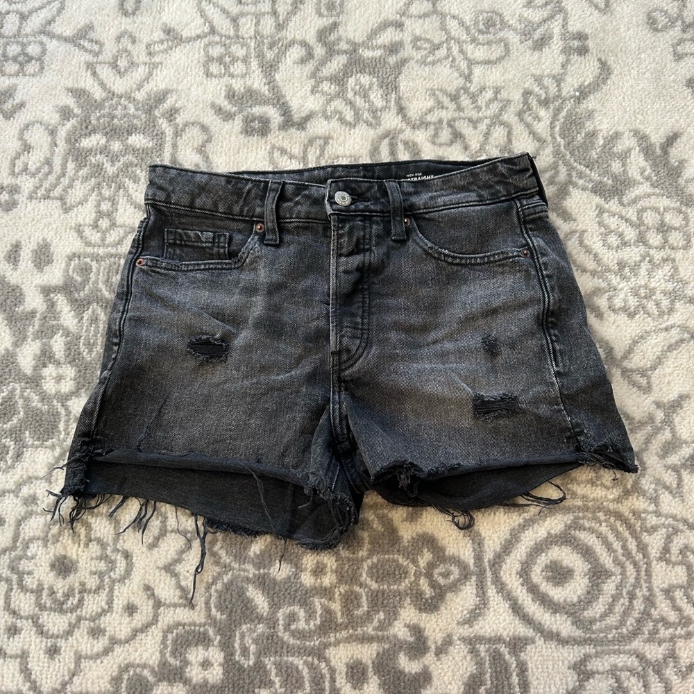 Old Navy Black Distressed High-Rise Jean Shorts